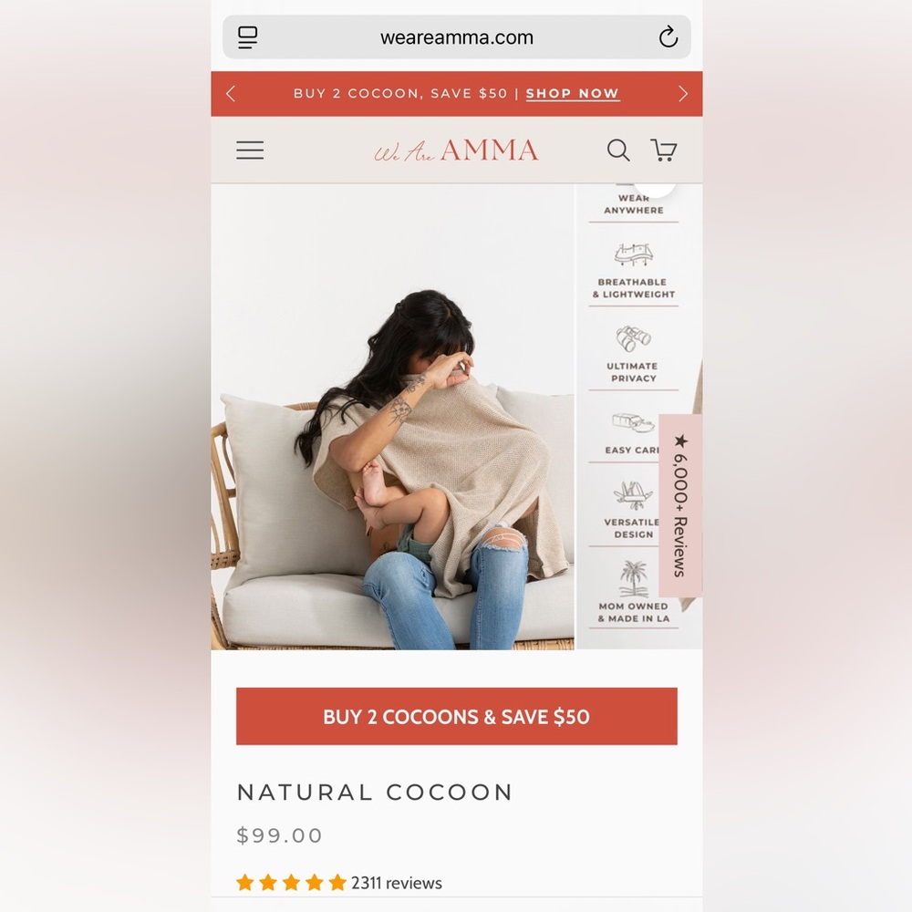 We Are AMMA Nursing Cover in Natural